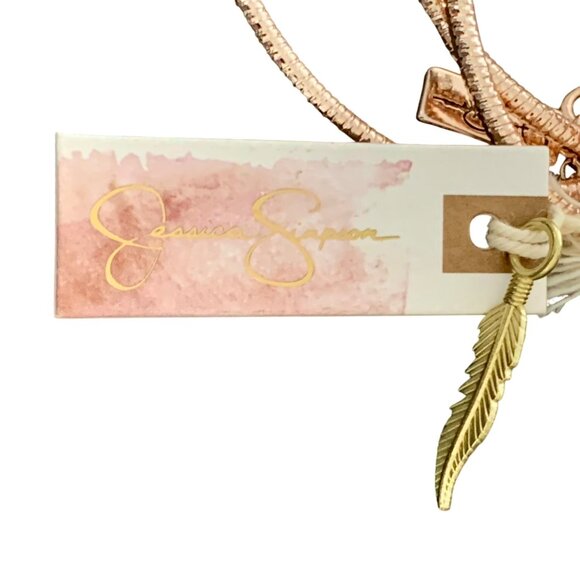 Jessica Simpson Rose Gold & Crystal Accent Bangle Bracelet Set of 6 New Signed - Picture 6 of 8